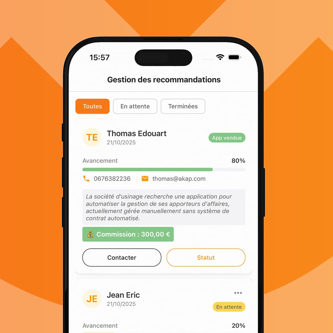 Application HappyLeads - Gestion des recommandations